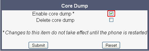 Core Dump - Enable