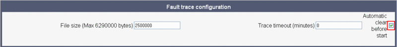 OpenStage Fault trace configuration - Automatic clear before start