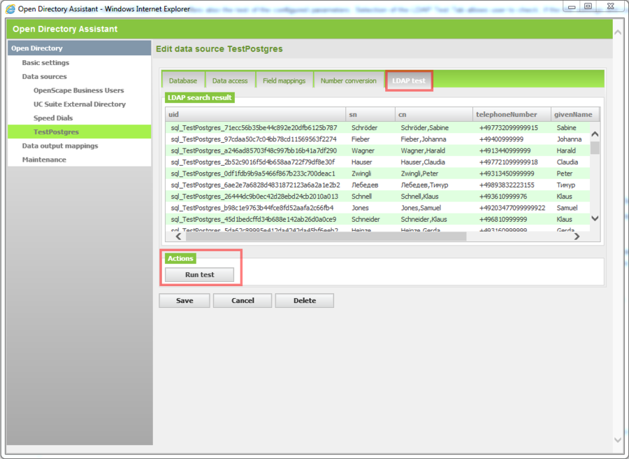 How to connect a SQL database to Open Directory Service (ODS) Atos