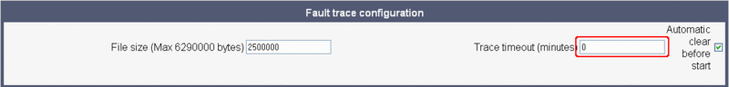 OpenStage Fault trace configuration - Trace timeout